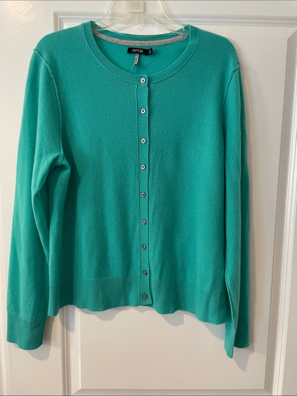Apt. 9 Teal Button-Front Crewneck Cashmere Cardigan